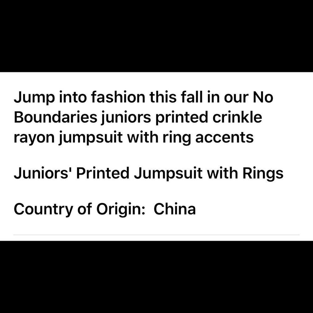 No Boundaries Juniors Printed Jumpsuit with Rings - Picture 6 of 7